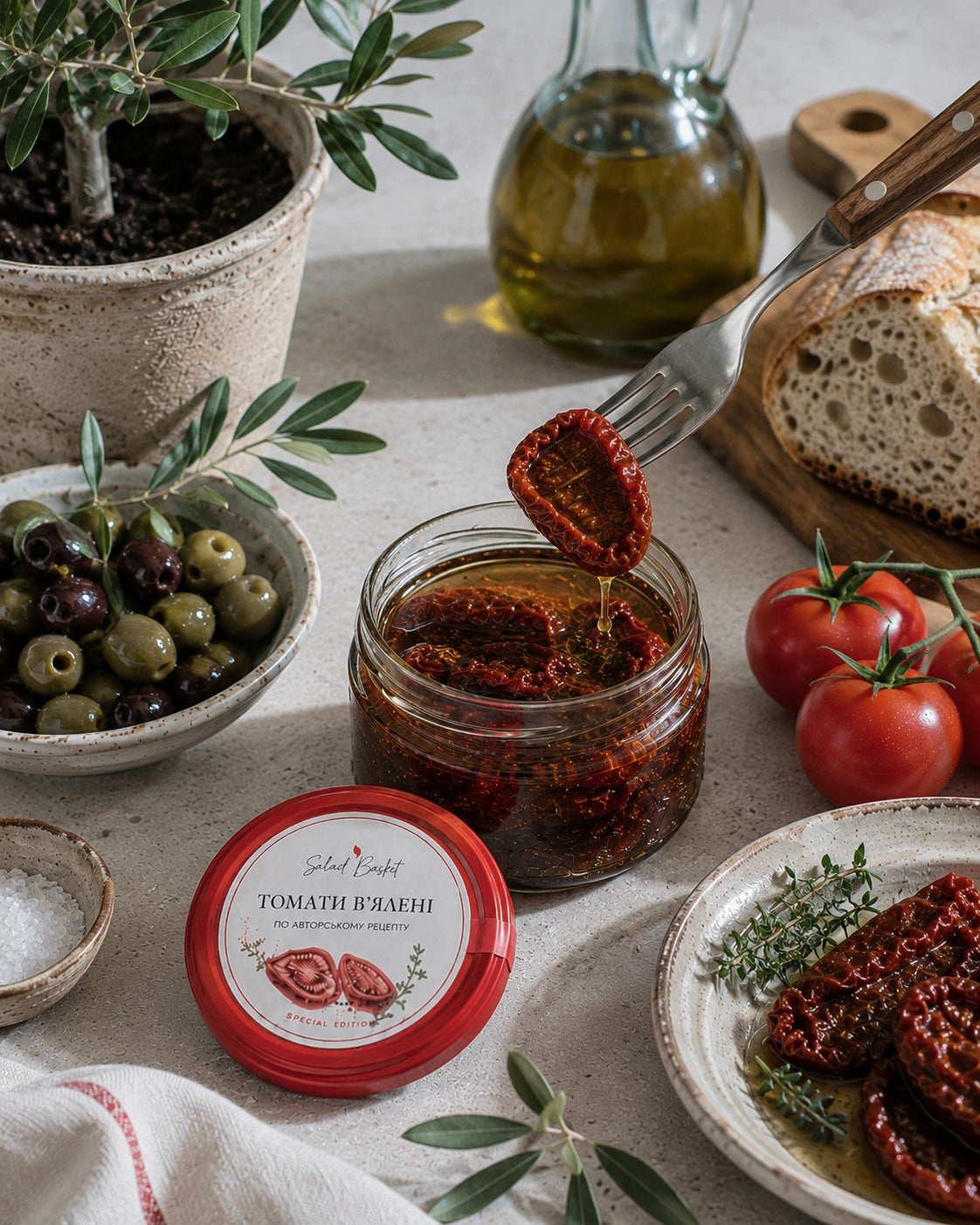 В'ялені томати в оливковій олії зі спеціями Salad Basket
